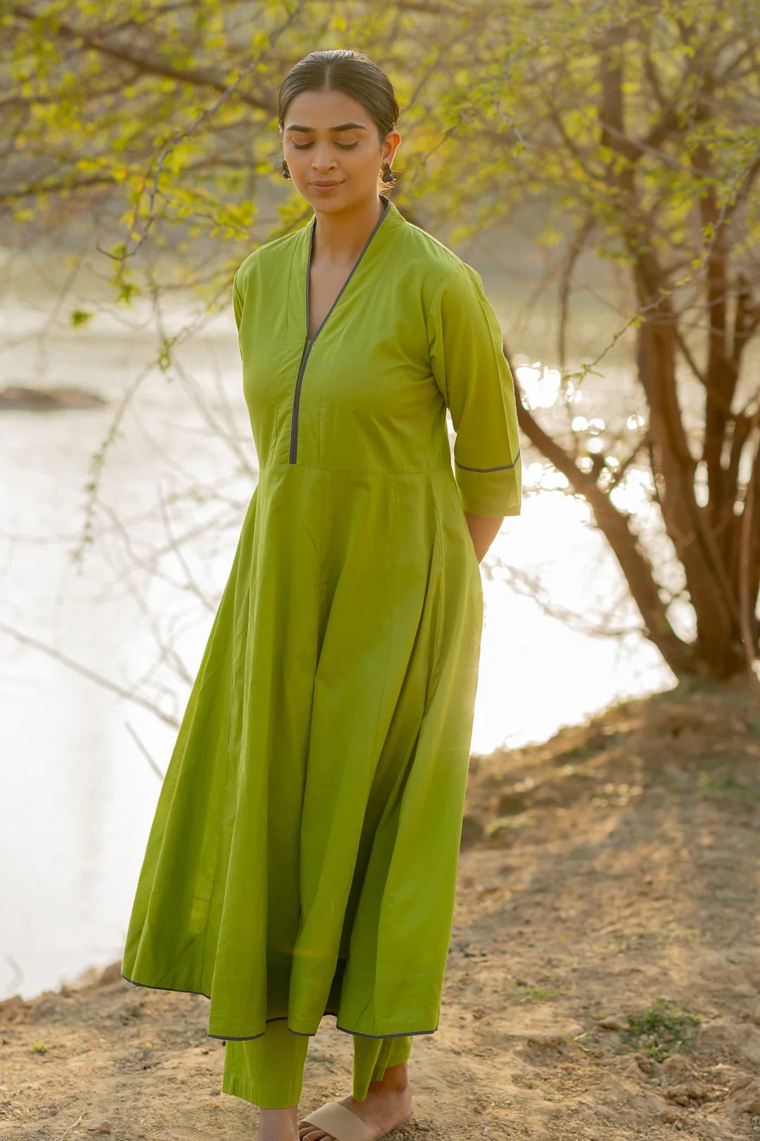 Green Pear Kalidaar Set - CiceroniKurta Set, Everyday WearMaidaan