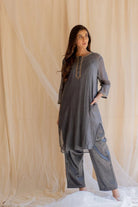 Grey Gul Seedh Kurta Set - CiceroniKurta Set, Festive WearNirjara