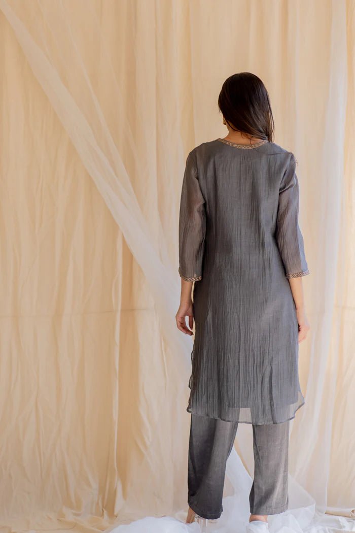 Grey Gul Seedh Kurta Set - CiceroniKurta Set, Festive WearNirjara