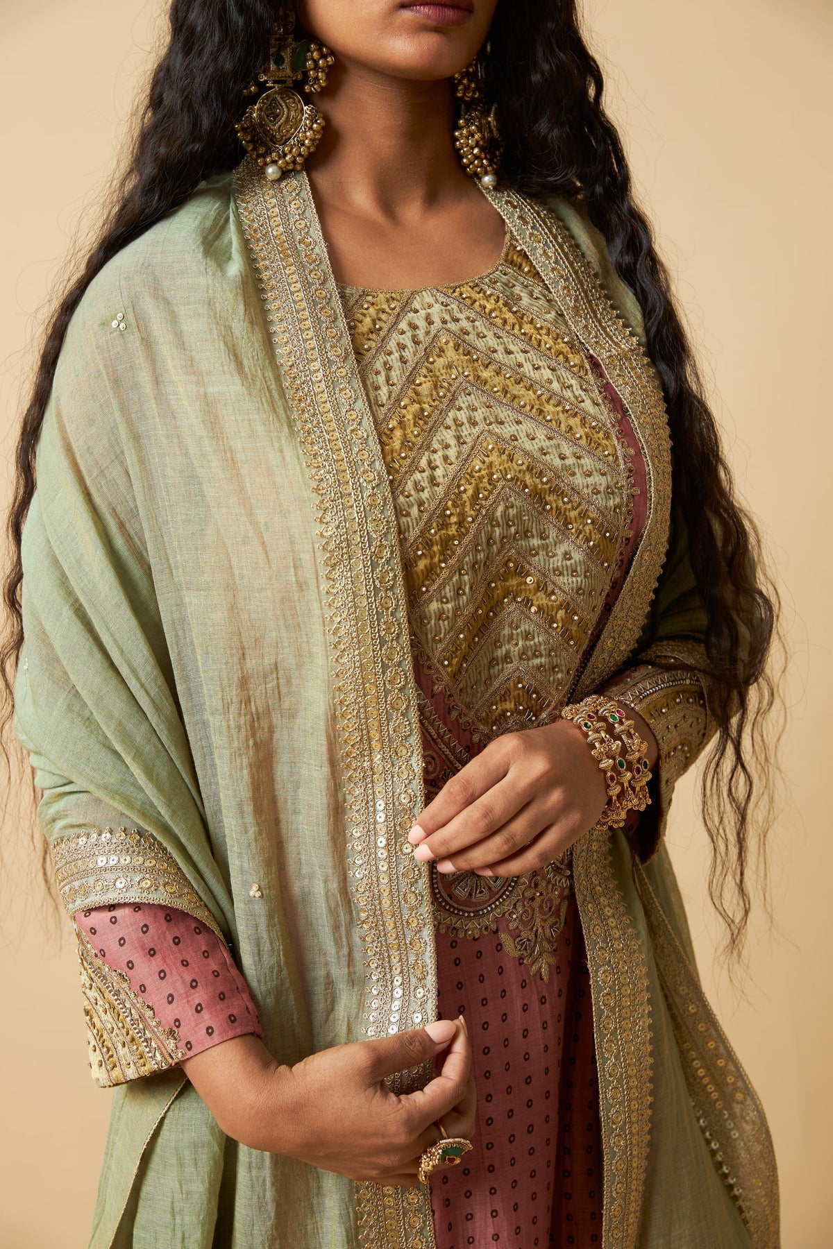 Gulabi Ghoomar Embroidered Kurta Set- Set of 3 - CiceroniKurta Set, Festive WearPants and Pajamas