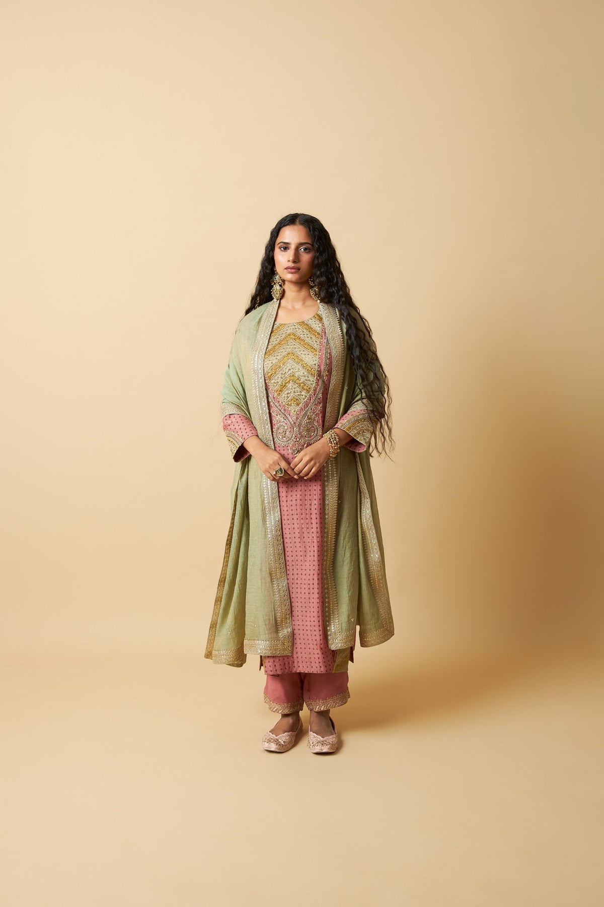 Gulabi Ghoomar Embroidered Kurta Set- Set of 3 - CiceroniKurta Set, Festive WearPants and Pajamas