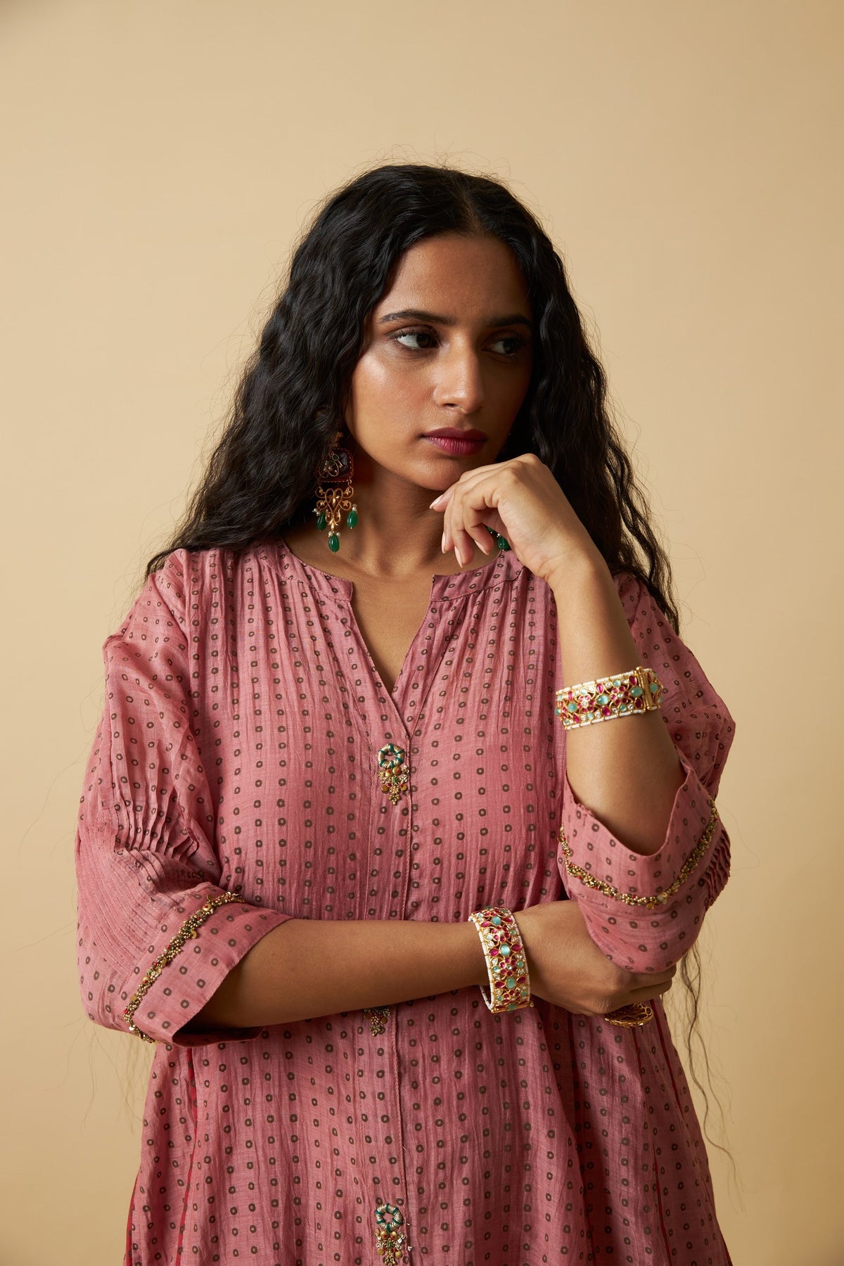 Gulabi Koyal Embroidered Co-ord Set- Set of 2 - CiceroniKurta Set, Festive WearPants and Pajamas