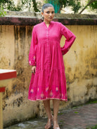 Gulnaar Pink Khadi Jamdani Handwoven Pure Cotton Dress - CiceroniDressesSutra Art of Clothing