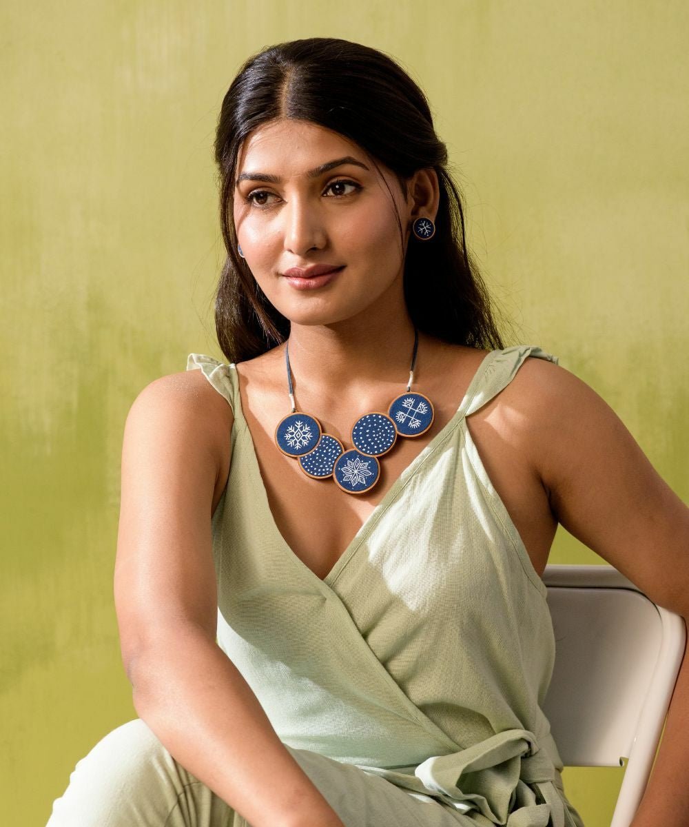 Hand Painted Connected Circle Necklace - CiceroniNecklaceWhe by Abira