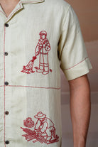 Hands at Work - Hand Embroidered Unisex Linen Shirt - CiceroniShirtsCultura Studio