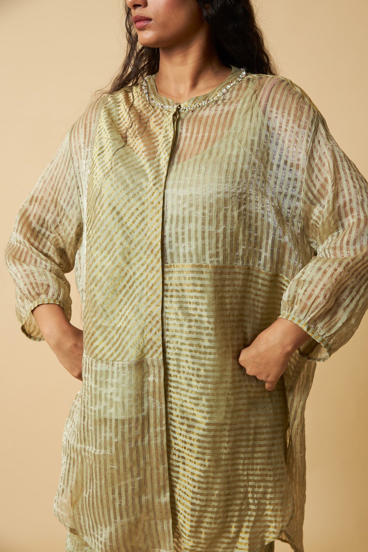 Hara Sitara Embroidered Co-ord Set- Set of 2 - CiceroniKurta Set, Festive WearPants and Pajamas