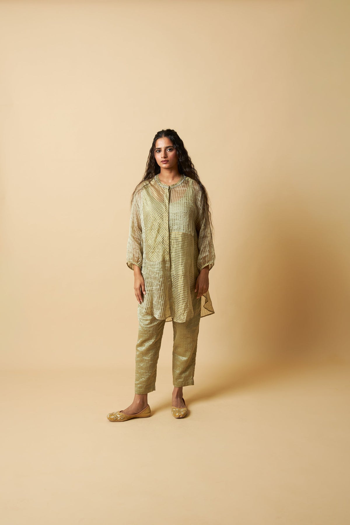 Hara Sitara Embroidered Co-ord Set- Set of 2 - CiceroniKurta Set, Festive WearPants and Pajamas