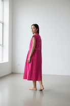 High Neck Pleated Dress – Hibiscus Lotus Golap Jamdani - CiceroniDressesBhomra
