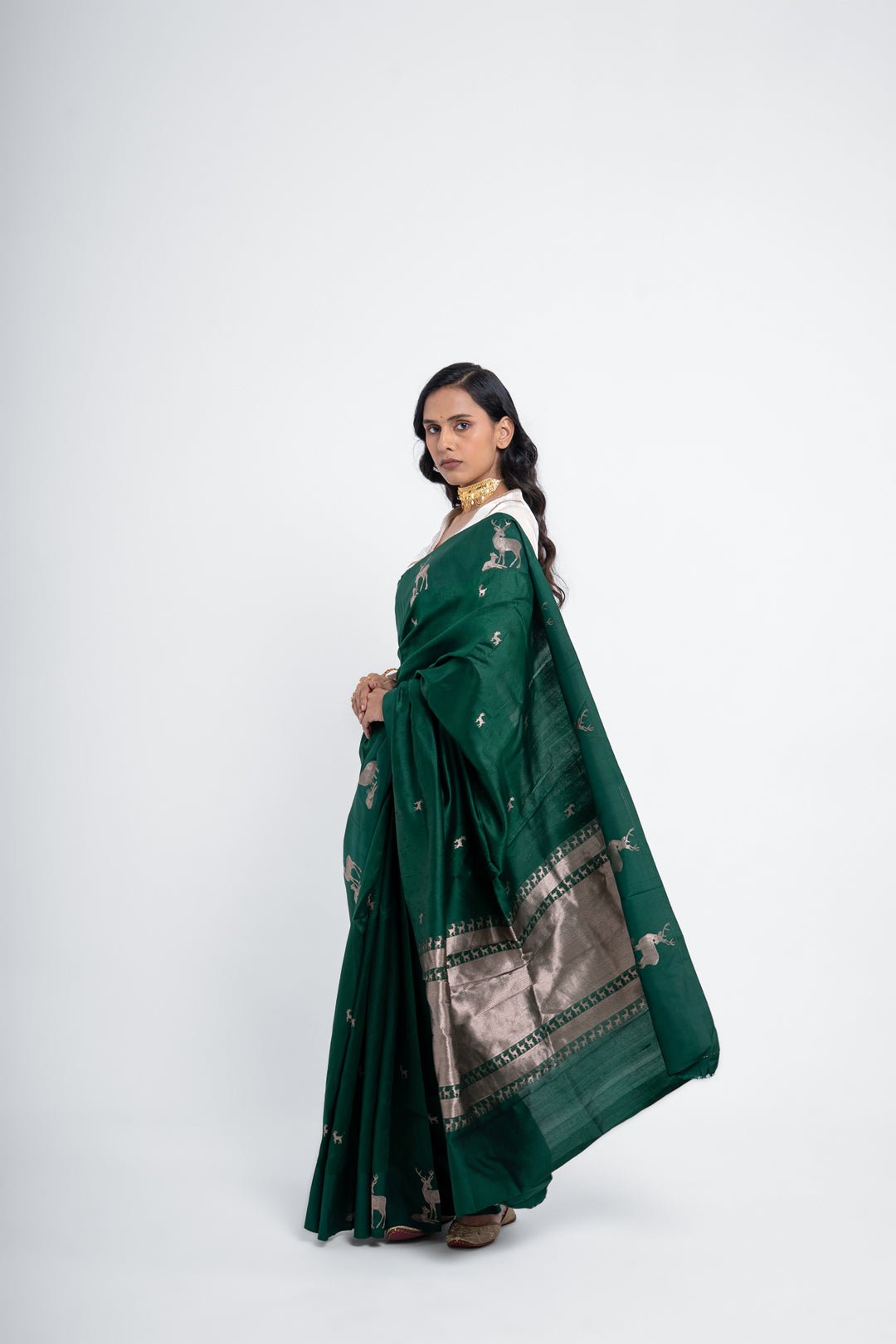 Hiran Green Pure Silk Saree - CiceroniSareeShriya Singhi