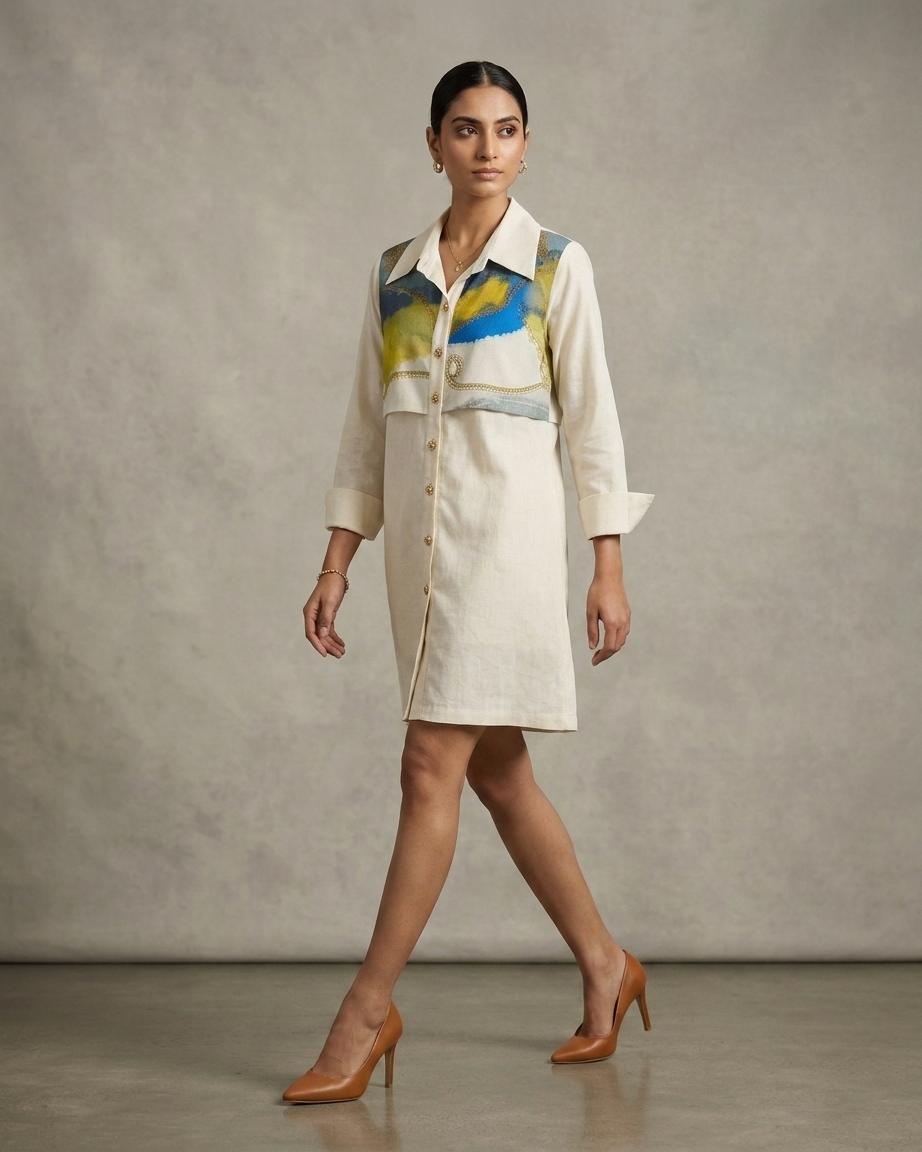 Horizon off white Flap Dress - CiceroniDressArtbeats by Keerthana