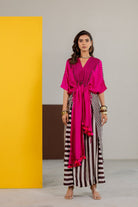 Hot Pink Habutai Silk Kaftan Set - CiceroniKurta Set, Festive WearTussah