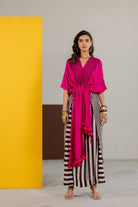 Hot Pink Habutai Silk Kaftan Set - CiceroniKurta Set, Festive WearTussah