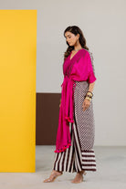 Hot Pink Habutai Silk Kaftan Set - CiceroniKurta Set, Festive WearTussah