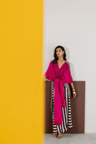 Hot Pink Habutai Silk Kaftan Set - CiceroniKurta Set, Festive WearTussah