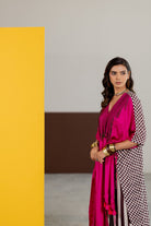 Hot Pink Habutai Silk Kaftan Set - CiceroniKurta Set, Festive WearTussah