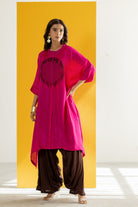 Hot Pink Kaftan Set - CiceroniKurta Set, Festive WearTussah