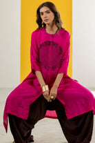 Hot Pink Kaftan Set - CiceroniKurta Set, Festive WearTussah