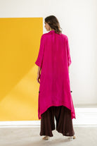Hot Pink Kaftan Set - CiceroniKurta Set, Festive WearTussah
