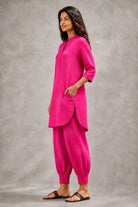 Hot Pink Khadi Cotton Co-ord Set - CiceroniKurta Set, Everyday WearSutra Art of Clothing