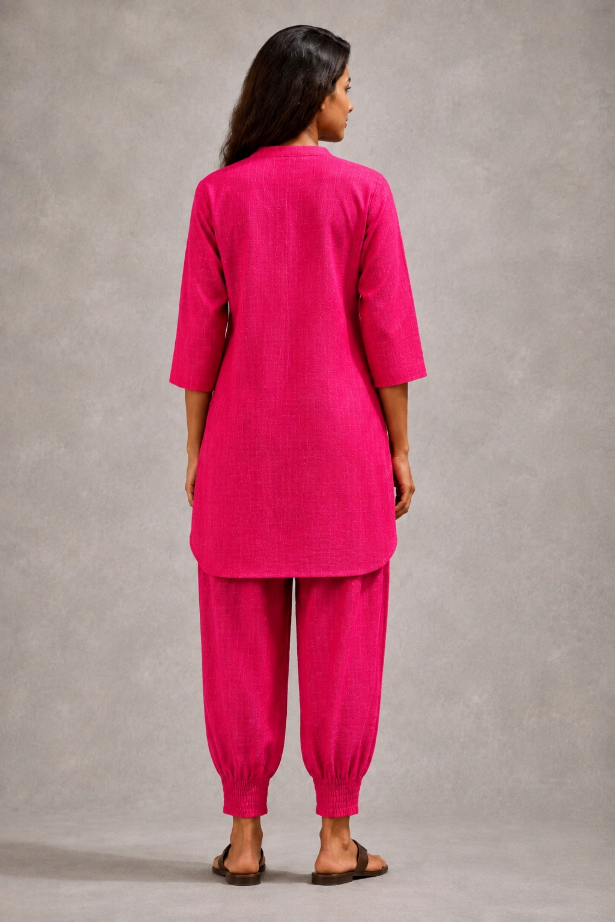 Hot Pink Khadi Cotton Co-ord Set - CiceroniKurta Set, Everyday WearSutra Art of Clothing