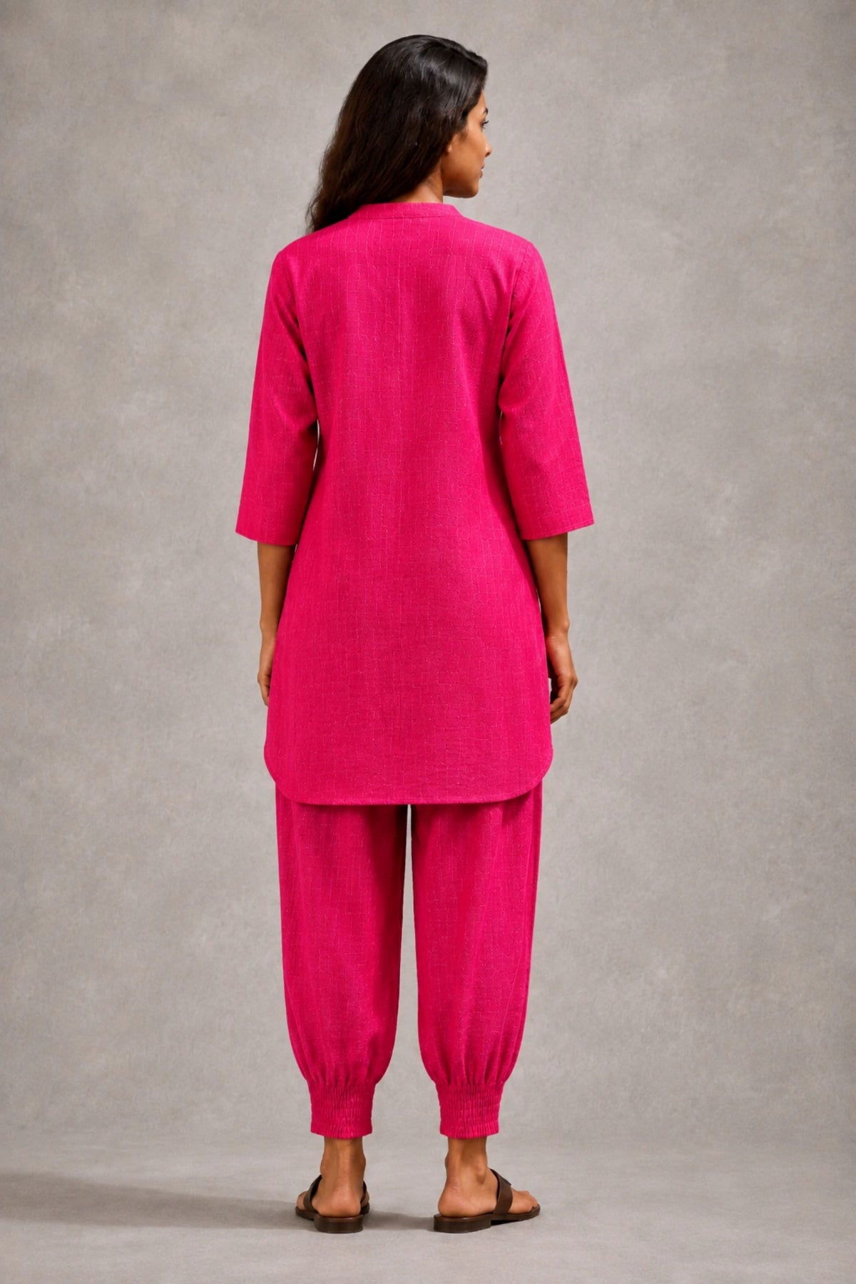 Hot Pink Khadi Cotton Co-ord Set - CiceroniKurta Set, Everyday WearSutra Art of Clothing