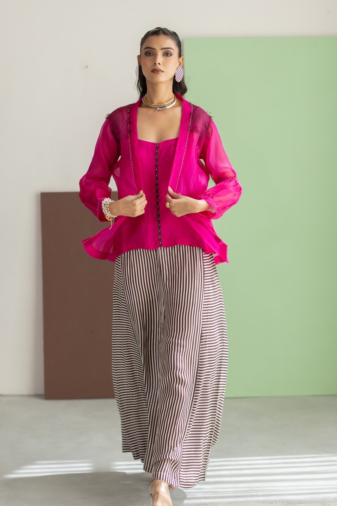 Hot Pink Organza Overlay Set - CiceroniCo-ord SetTussah