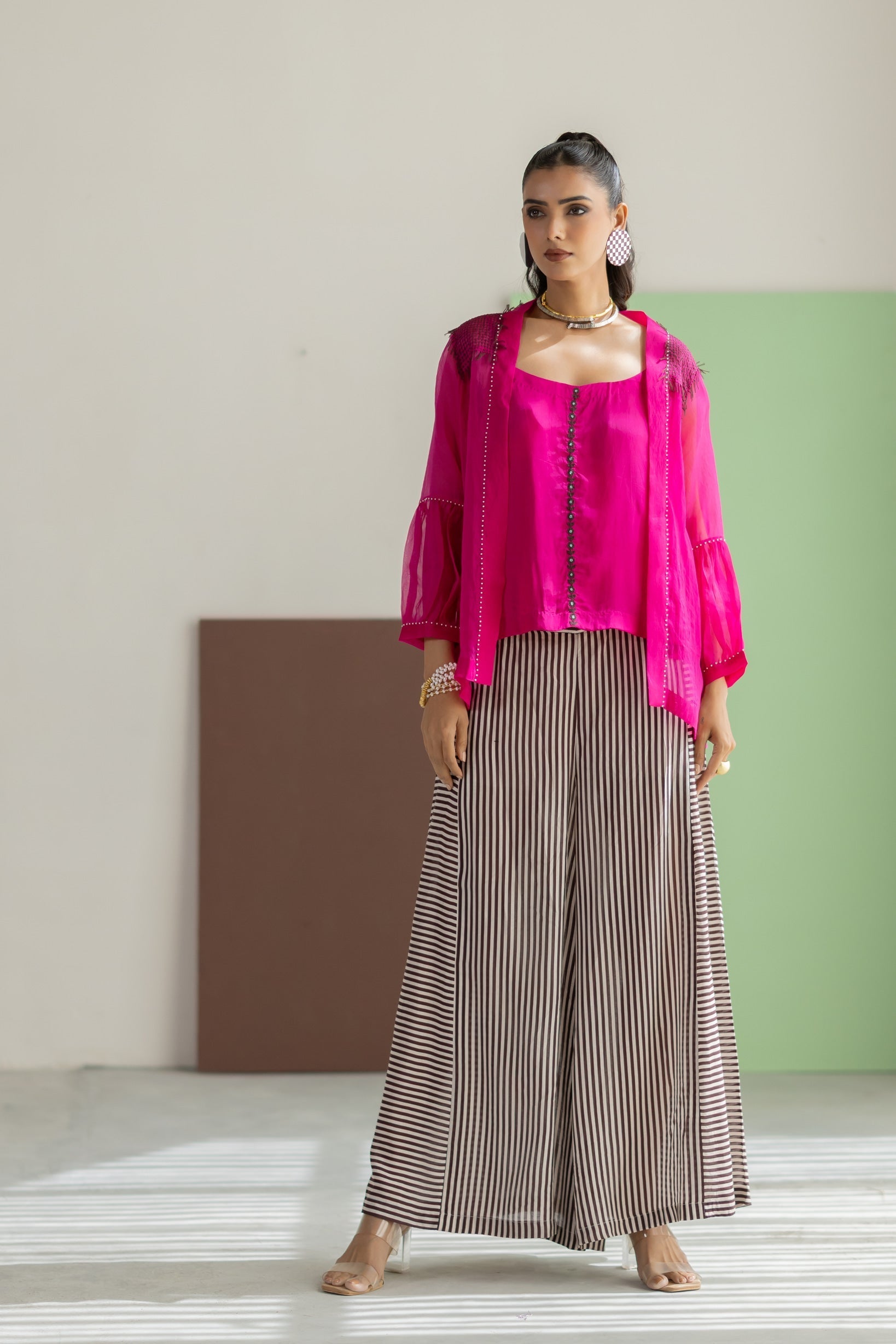 Hot Pink Organza Overlay Set - CiceroniCo-ord SetTussah