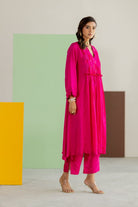 Hot Pink Silk Kurta Set - CiceroniKurta Set, Festive WearTussah