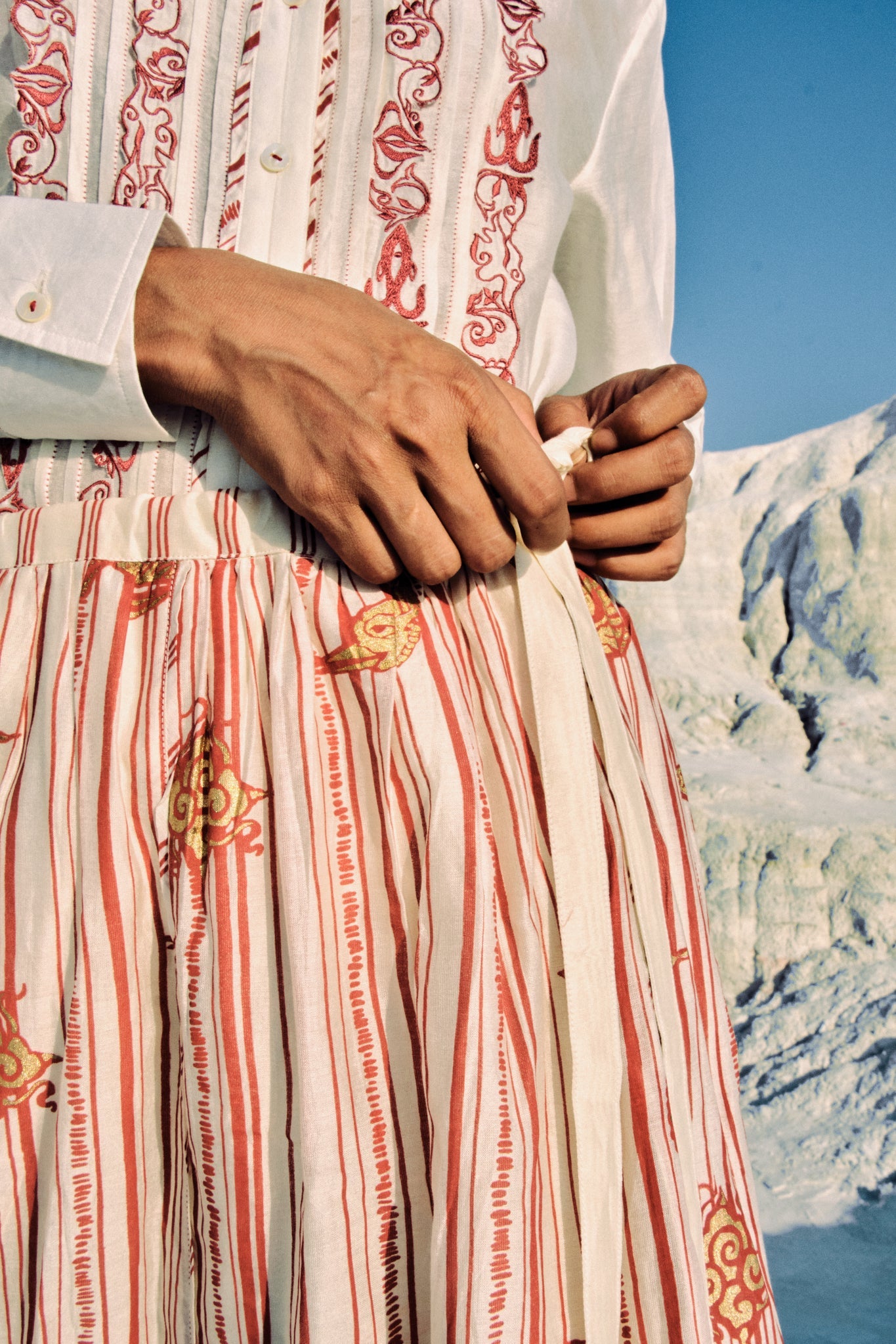 ⁠Htami Drawstring Panelled Skirt - CiceroniSkirtsAhmev