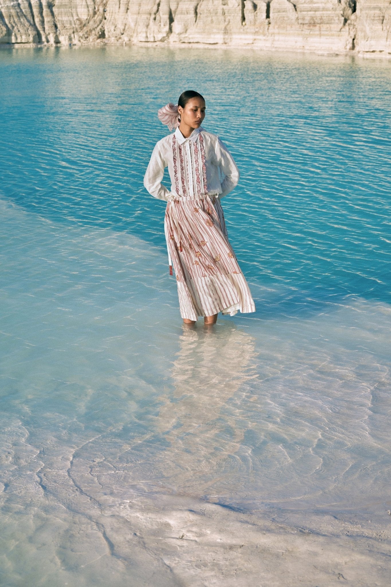 ⁠Htami Drawstring Panelled Skirt - CiceroniSkirtsAhmev