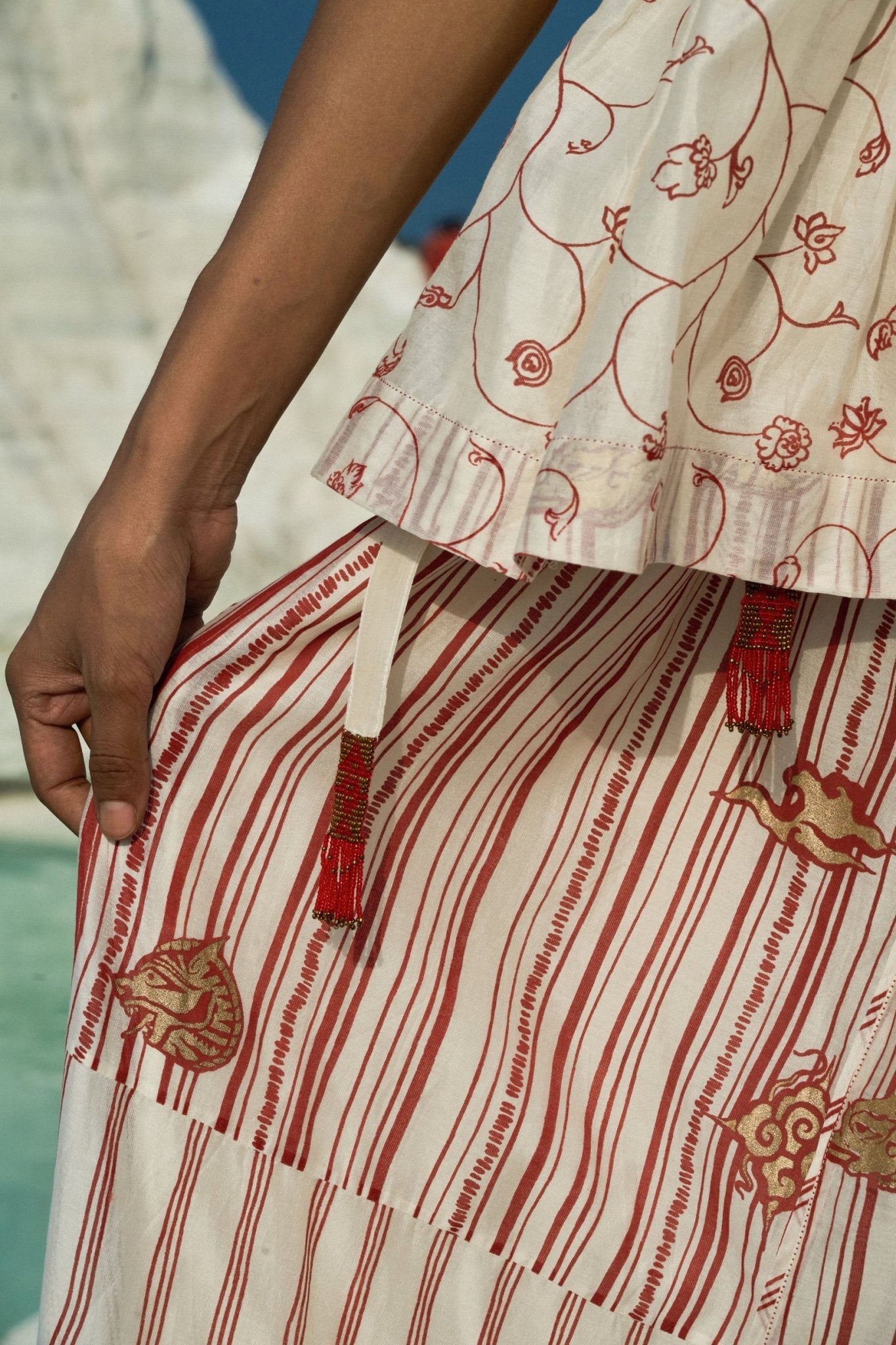 ⁠Htami Drawstring Panelled Skirt - CiceroniSkirtsAhmev