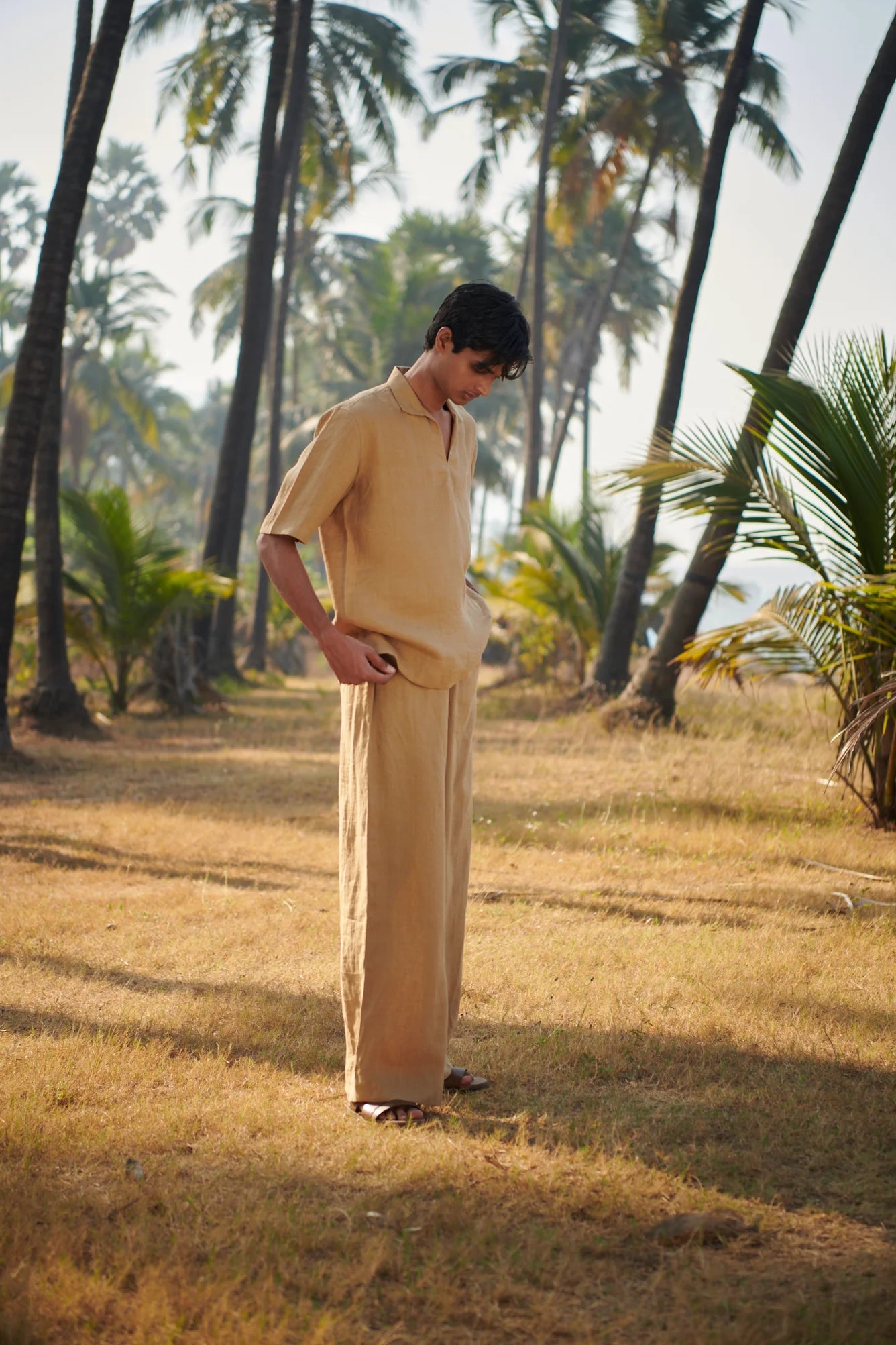 Husk Linen Men's Pyjama Pants - CiceroniPantsSaphed