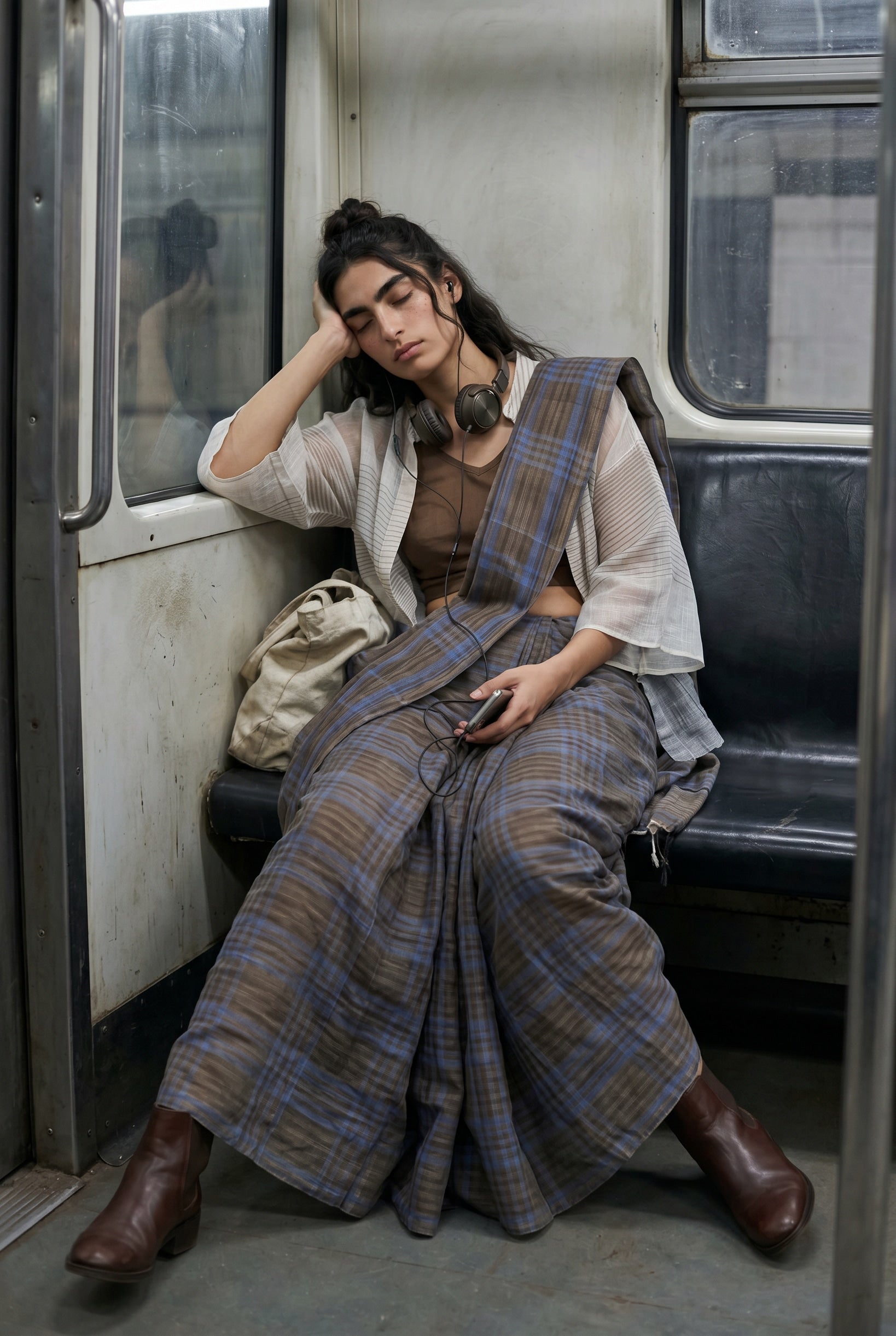 I Am in Love Saree - Mocha Weave - CiceroniSareePaeony
