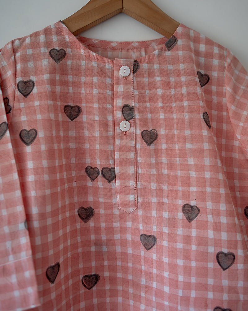 I want to be like Grandpa Kurta Pajama set in Peach Baked with Love print - CiceroniCo - ord SetLove The World Today