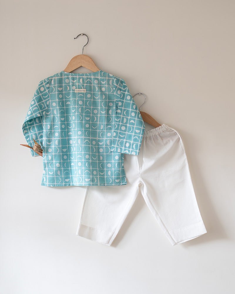 'I want to be like grandpa' Kurta Pyjama Set in Blue Moon Chase - CiceroniKurta Set, Everyday WearLove The World Today