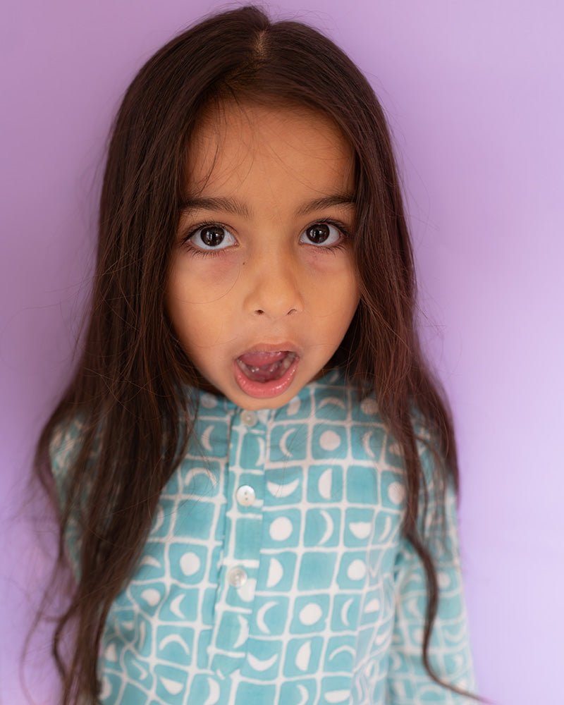 'I want to be like grandpa' Kurta Pyjama Set in Blue Moon Chase - CiceroniKurta Set, Everyday WearLove The World Today