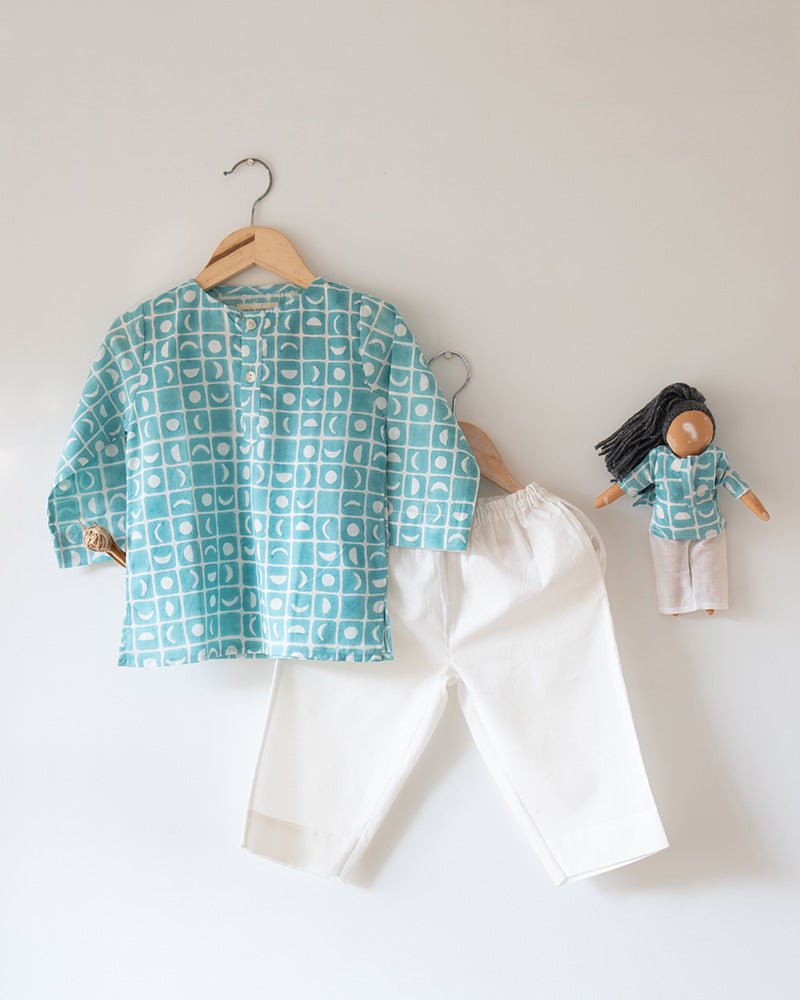 'I want to be like grandpa' Kurta Pyjama Set in Blue Moon Chase - CiceroniKurta Set, Everyday WearLove The World Today