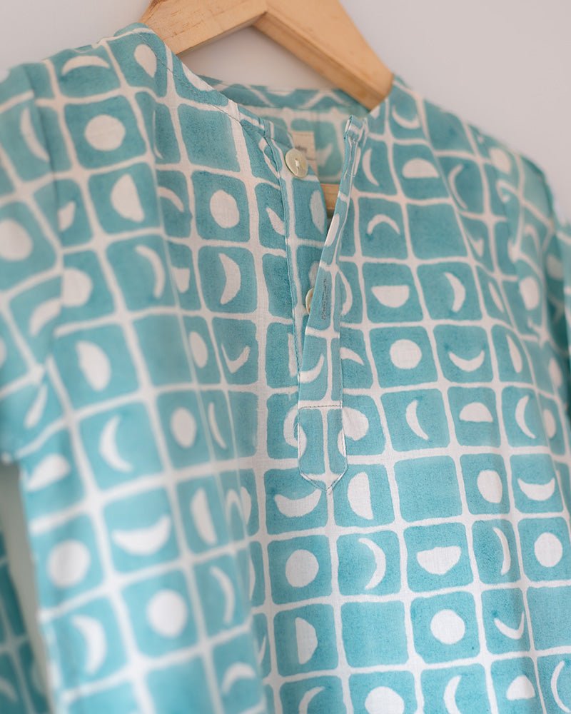 'I want to be like grandpa' Kurta Pyjama Set in Blue Moon Chase - CiceroniKurta Set, Everyday WearLove The World Today