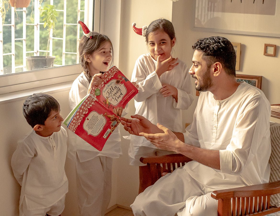 'I want to be like grandpa' White Kurta Pyjama Set in GOTS Certified Organic Cotton - CiceroniKurta Set, Everyday WearLove The World Today