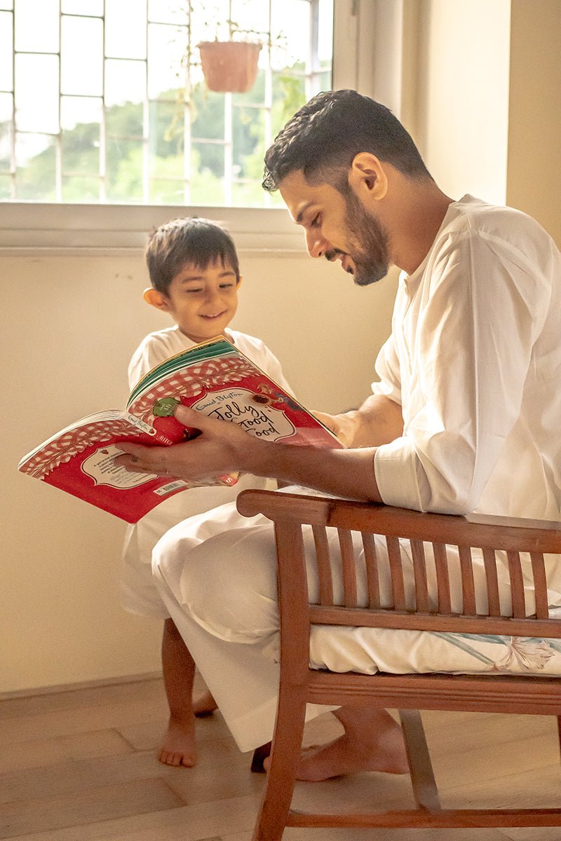 'I want to be like grandpa' White Kurta Pyjama Set in GOTS Certified Organic Cotton - CiceroniKurta Set, Everyday WearLove The World Today