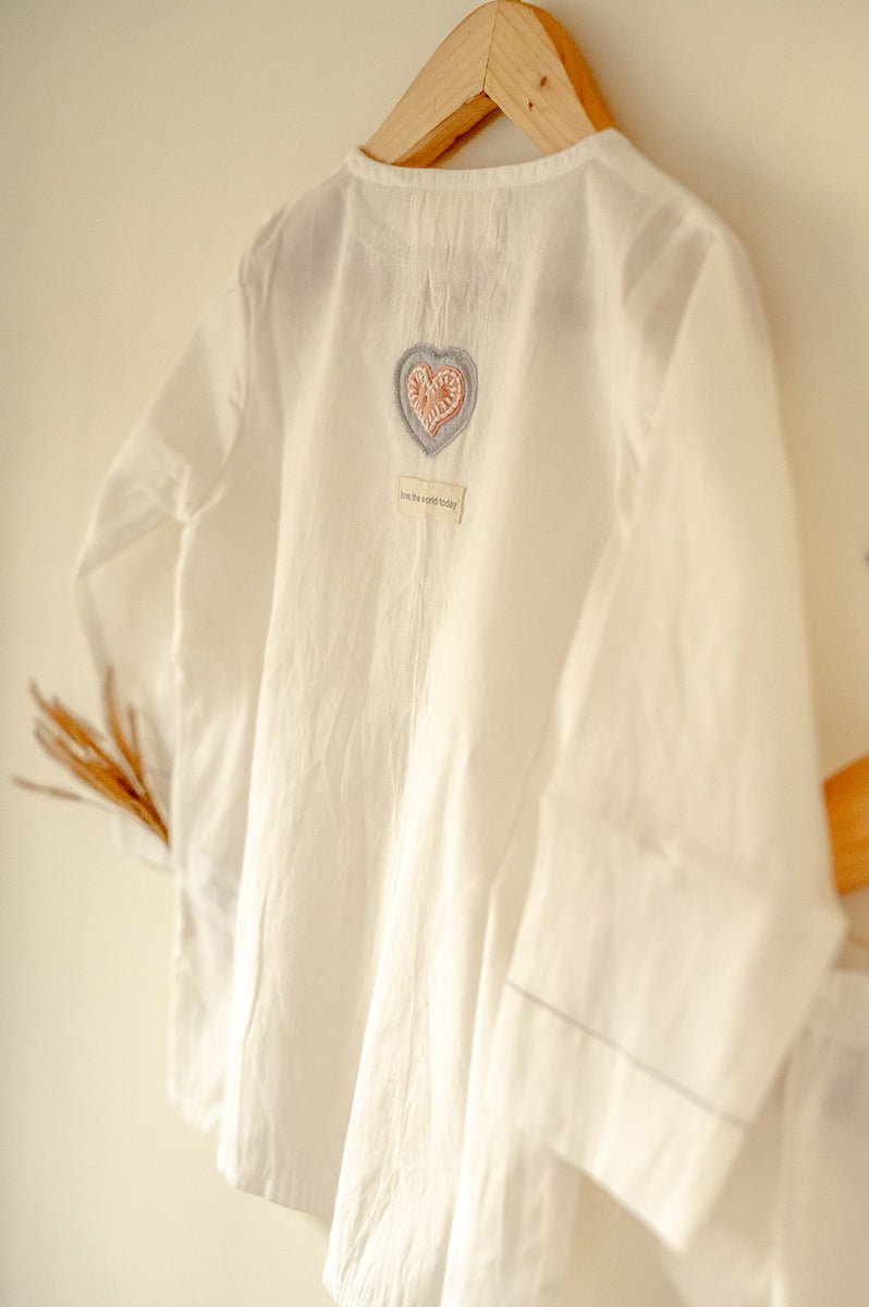 'I want to be like grandpa' White Kurta Pyjama Set in GOTS Certified Organic Cotton - CiceroniKurta Set, Everyday WearLove The World Today