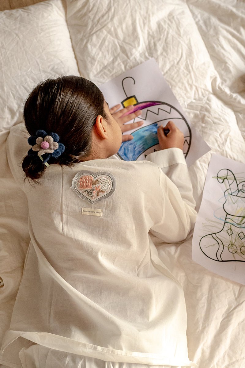 'I want to be like grandpa' White Kurta Pyjama Set in GOTS Certified Organic Cotton - CiceroniKurta Set, Everyday WearLove The World Today