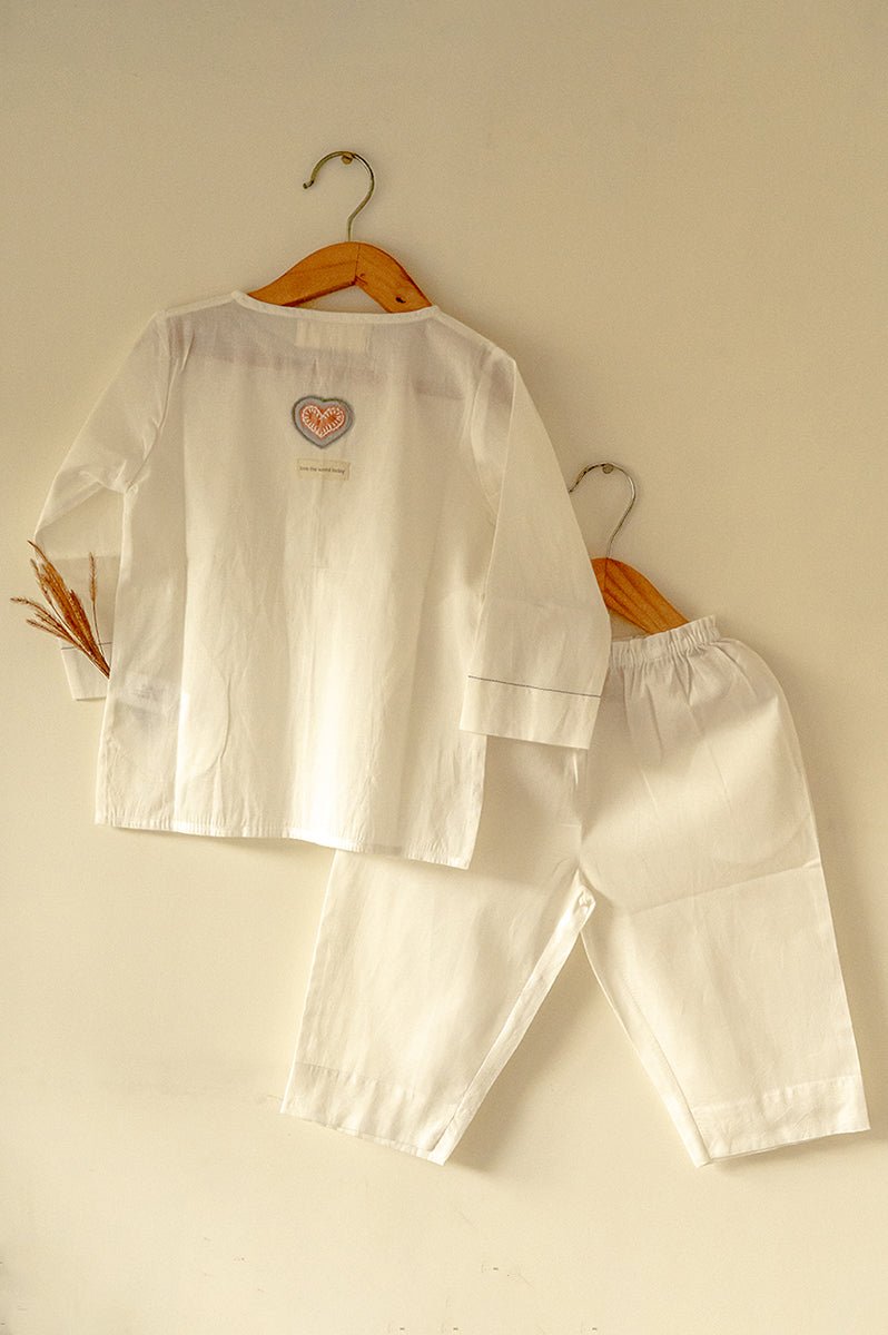 'I want to be like grandpa' White Kurta Pyjama Set in GOTS Certified Organic Cotton - CiceroniKurta Set, Everyday WearLove The World Today