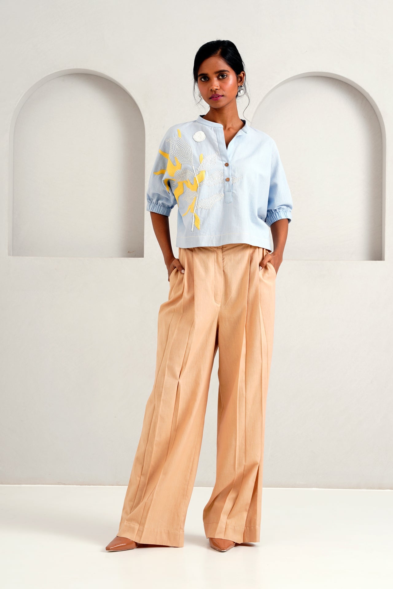 Ice Blue Terra - Full Moon Top + Pleated Long Pants - CiceroniCo - ord SetMadder Much