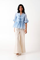 Ice Blue Toni Set - Multi Knot Peplum Top with Slip + Pants - CiceroniCo - ord SetMadder Much