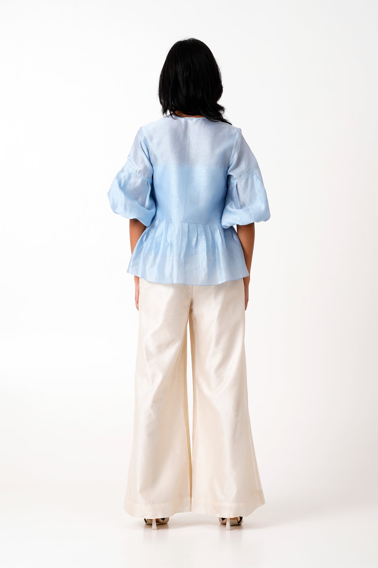 Ice Blue Toni Set - Multi Knot Peplum Top with Slip + Pants - CiceroniCo - ord SetMadder Much