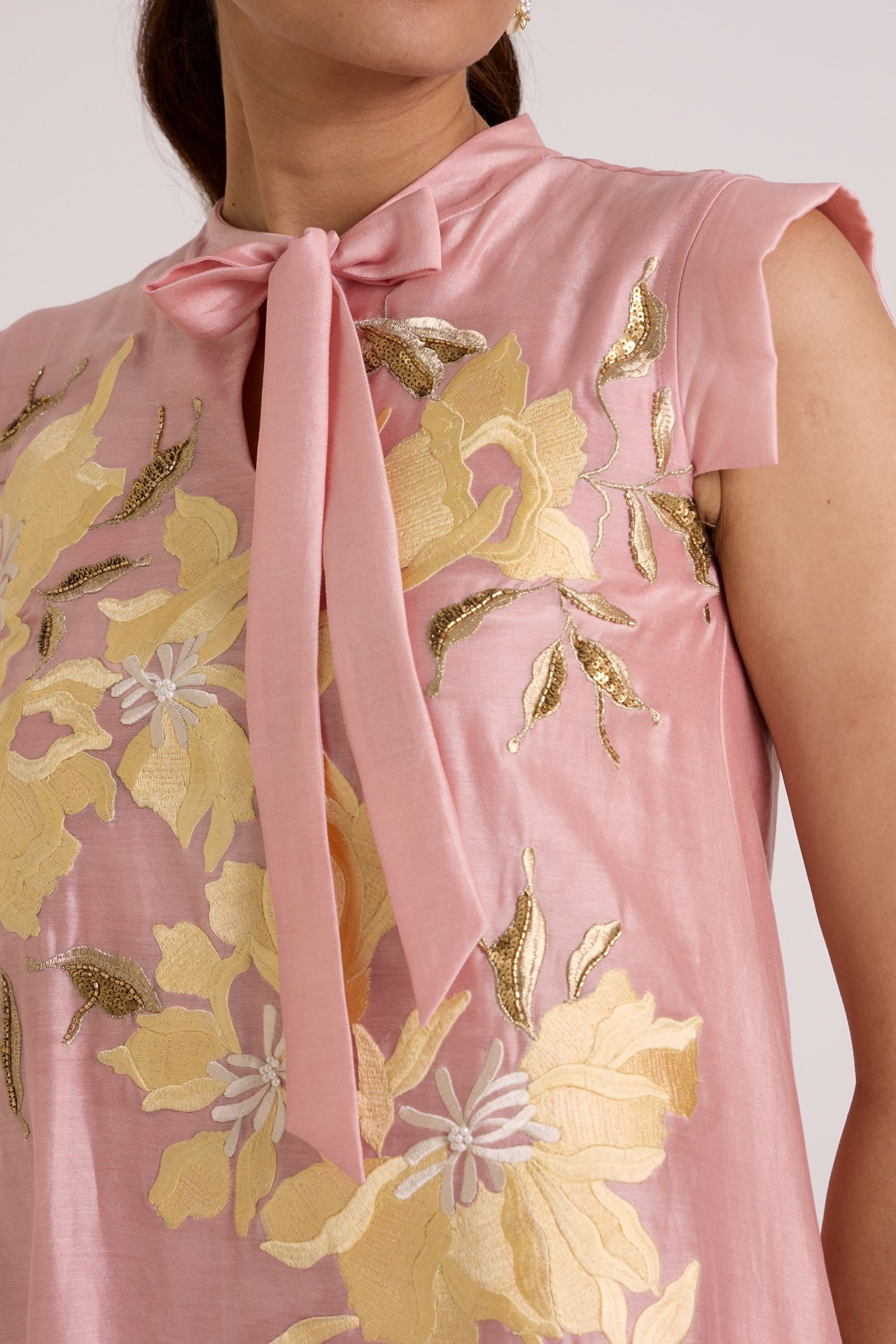 Ice Pink Helga - Tab Sleeve Day Dress - CiceroniDressesMadder Much