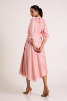 Ice Pink Mezlyn - Pinched Waist Midi Dress - CiceroniDressesMadder Much