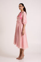 Ice Pink Mezlyn - Pinched Waist Midi Dress - CiceroniDressesMadder Much
