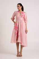Ice Pink Mezlyn - Pinched Waist Midi Dress - CiceroniDressesMadder Much